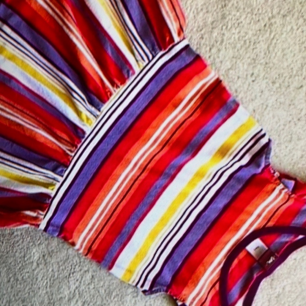 Striped flutter ruffle shirt blouse